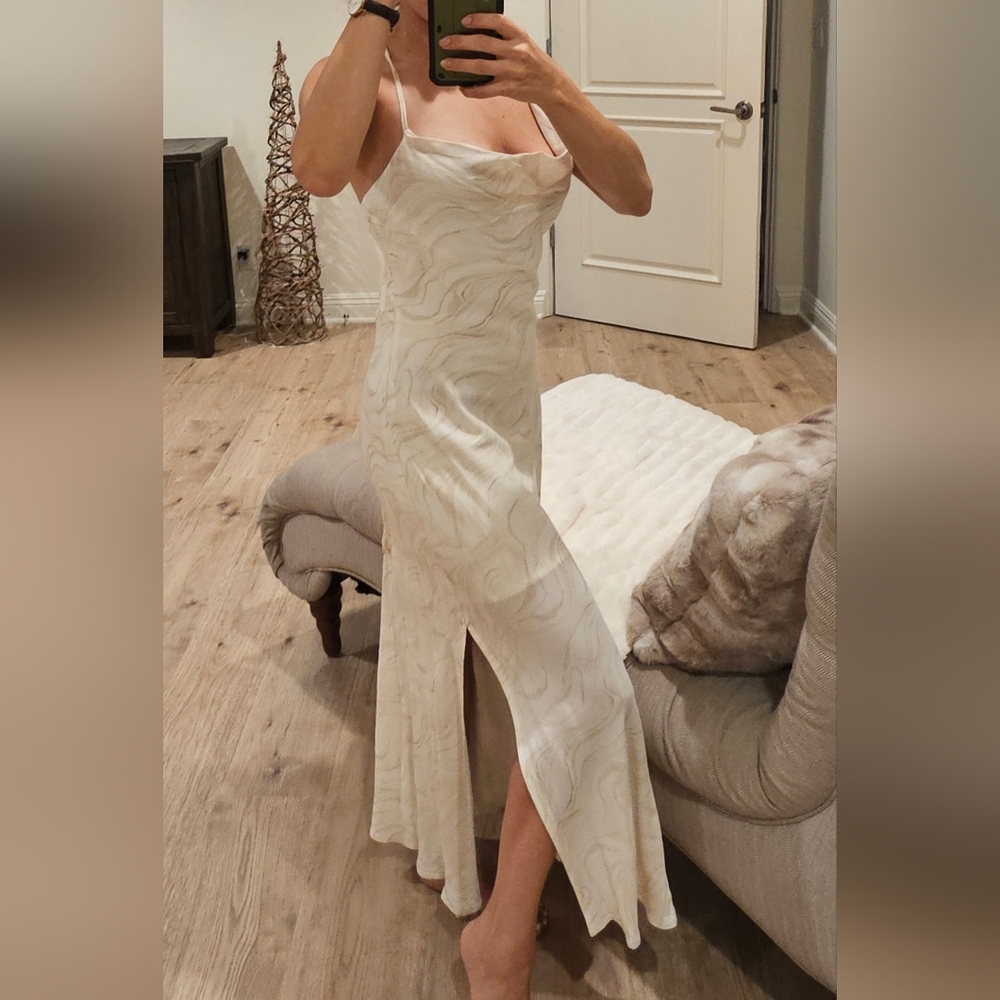 Mahina Beige Pattern Maxi Dress